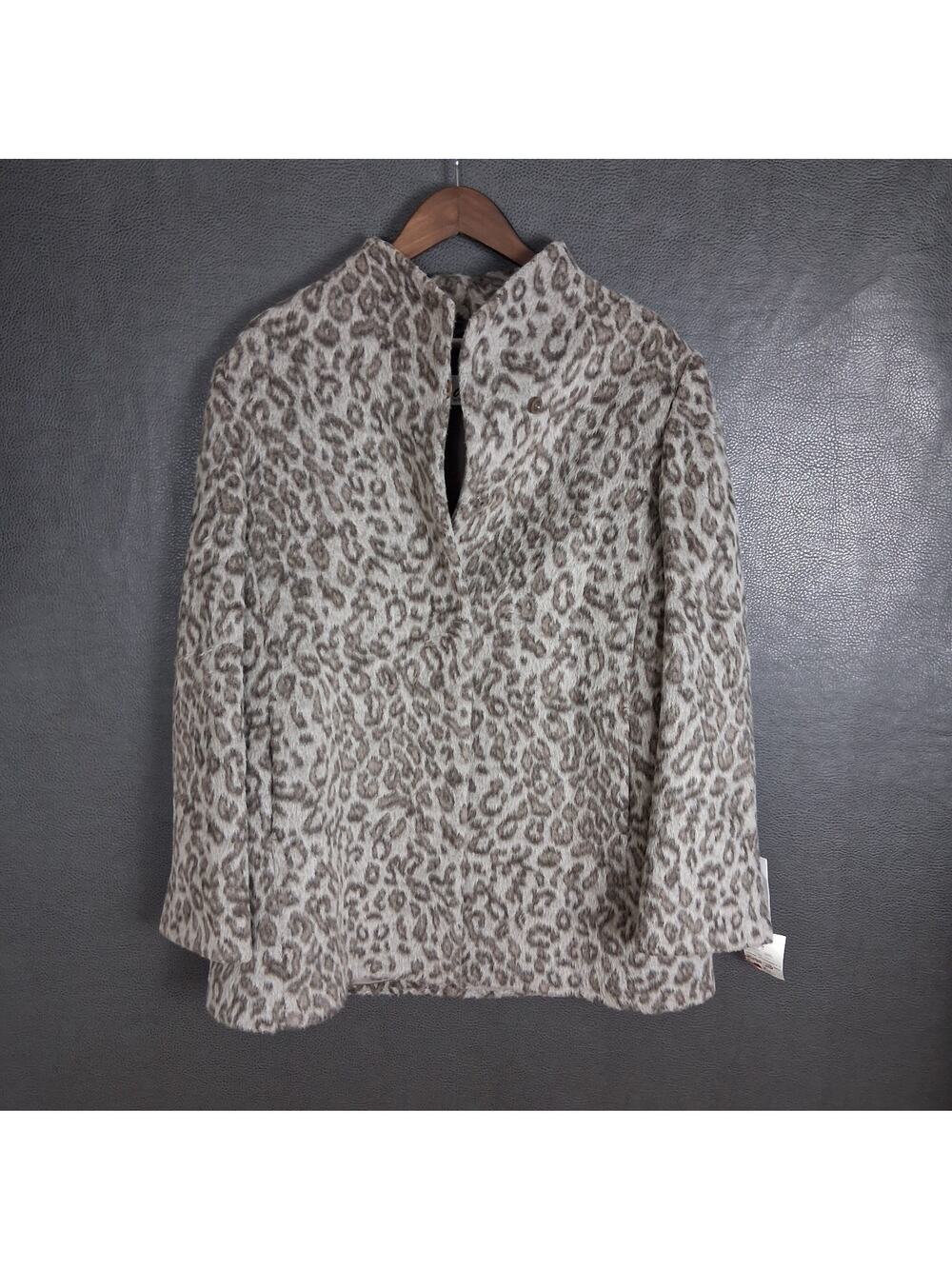 Cinzia Rocca Coat Womens 14 Animal Print Leopard Italy Wool Blend Luxury New